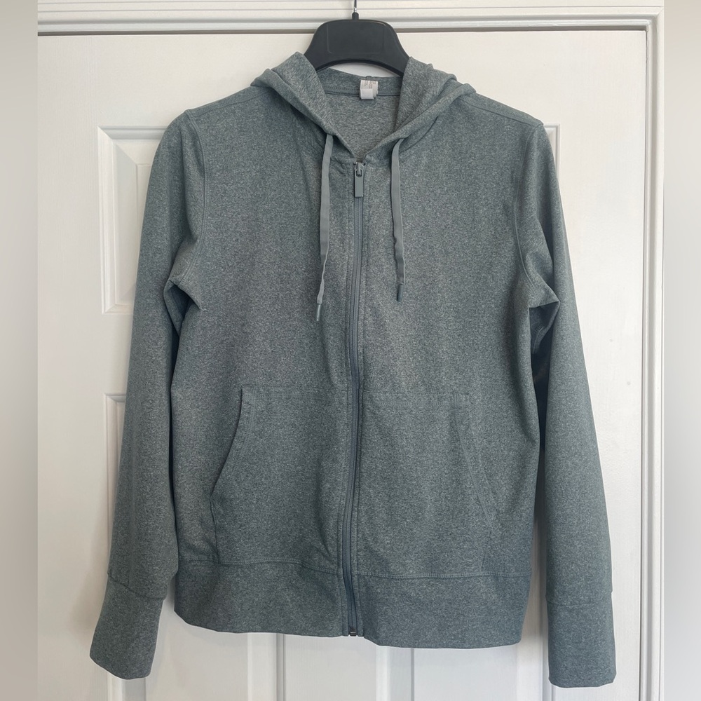 Yogalicious Lux Jacket Womens Medium Gray Hoodie Full Zip EUC